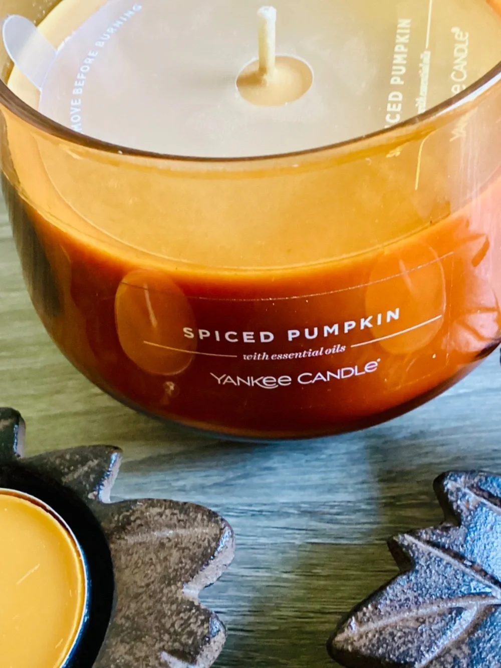 Lot Of 3 Fall Candles Yankee Spiced Pumpkin Jar 10 Oz Cast Iron Leaf Tea Lights